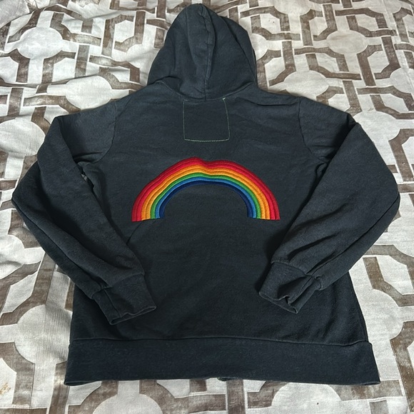 Aviator Nation Charcoal 🌈 Rainbow 🌈 Embroidered Zip Hoodie S - RARE - Picture 3 of 5